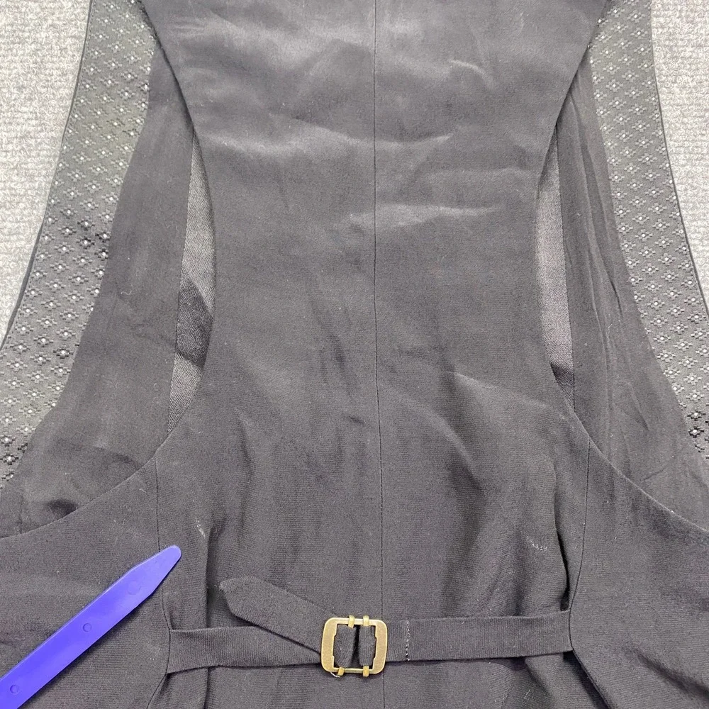 Free People Black Tuxedo Style Vest Shawl Lapel Cinch Back Size S Festive